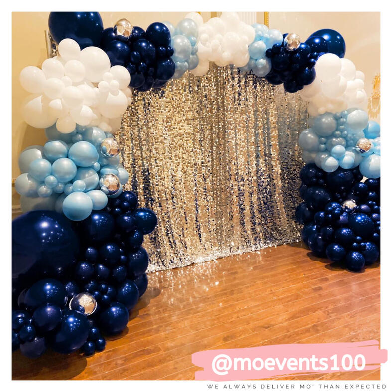 blue white and silver event decor